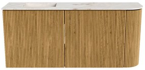 Mondiaz Joya DLux 90cm toiletmeubel ronding rechts oak met wastafel faye links zonder kraangat frappe