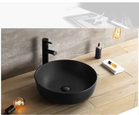 Saniclear Pura waskom 42cm wastafel mat zwart