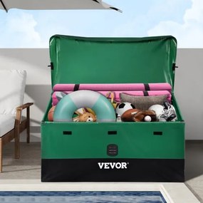 VEVOR Openlucht Opbergdoos, 440 L 122x63x75 cm Dekdoos met Gegalvaniseerd Frame, Waterbestendig Luchtdoorlatend Dek Opbergdoos, PE Zeildoek Terras Opbergdoos, voor Kamperen Tuin Zwembad, Bruin & Blauw