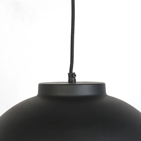 Eettafel / Eetkamer Hanglamp zwart met messing binnenkant 40 cm - Hoodi Industriele / Industrie / Industrial E27 rond Binnenverlichting Lamp