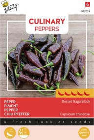 Buzzy seeds Culinary Peppers Black Naga - Extreem Hete Peper - Rokerig & Zeldzaam