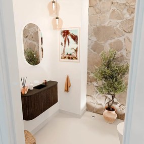 Mondiaz Joya 85cm toiletmeubel ronding links/rechts walnut met wastafel faye midden 1 kraangat urban
