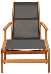 vidaXL Tuinstoel met voetensteun massief eucalyptushout en textileen