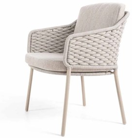4 Seasons Outdoor Eros tuinset latte met teak Prado tafel Ø 130 cm  Tuinset    beige weerbestendig