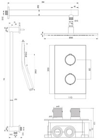 Brauer Black Carving complete inbouw regendouche set 44 met 30cm douchekop, rechte muurarm, 3 standen handdouche en glijstang mat zwart