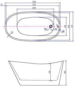 Mueller Curva vrijstaand ligbad glans wit 150x72cm