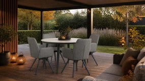 Tuinset 4 personen 120 cm Outdoor textiel Grijs Lifestyle Garden Furniture Andorra/Vienna