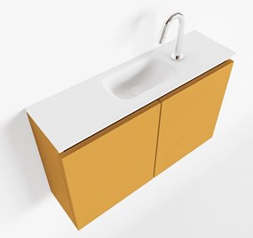 Mondiaz Ture 80cm toiletmeubel ocher met wastafel talc midden 1 kraangat