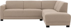 Goossens Bank My Style bruin, stof, 2,5-zits, stijlvol landelijk met chaise longue rechts