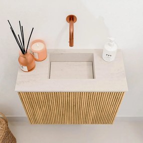 Mondiaz Joya DLux 50cm toiletmeubel oak met wastafel faye midden zonder kraangat meli