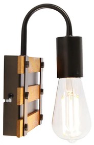 Industriële wandlamp zwart met hout - Paleta Mai