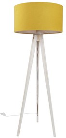 Vloerlamp tripod wit met stoffen kap geel 50cm - Tripod Classic Landelijk, Modern E27 rond Binnenverlichting Lamp