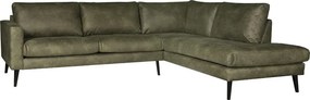 Hoekbank - Aster - rechts - stof lederlook Dalton groen 14