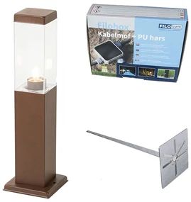 Buitenlamp roestbruin met grondpin en kabelmof 45cm IP44 - Malios Modern E27 IP44 Buitenverlichting