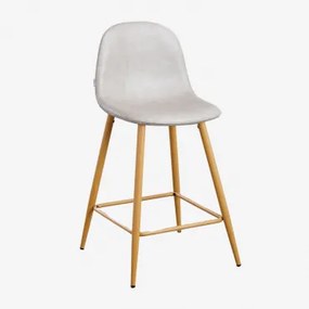 Verpakking Van 4 Glamm Kunstleren Hoge Krukken Grijs – Taupe – Koel & ↑65 Cm & Natuurlijk Hout - Sklum