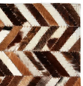vidaXL Vloerkleed chevron patchwork 80x150 cm echt leer bruin/wit