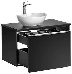 Comad Santa Fe Black badkamermeubel 80cm zwart mat met open kast en glans witte waskom