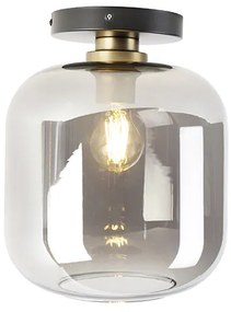Design plafondlamp zwart met goud en smoke glas - Zuzanna