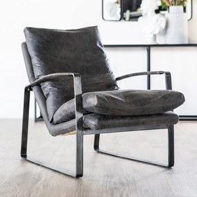 Eleonora Lex Industriele Fauteuil Leer Antraciet