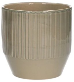Bloempot, aardewerk, zachtgroen verticale streep,Ø 13 cm