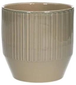 Bloempot, aardewerk, zachtgroen verticale streep,Ø 13 cm