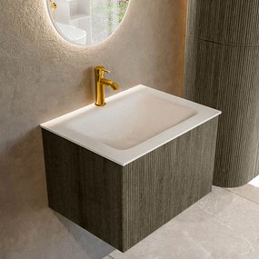Mondiaz Kurve 60cm badmeubel shadow met 1 lade en wastafel cloud midden 1 kraangat