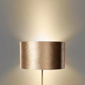 Tafellamp messing met velours kap bruin 35cm - Kaso Klassiek / Antiek, Modern E27 rond Binnenverlichting Lamp