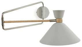 Richtbare wandlamp in metaal en rotan, Zoticus Ratan