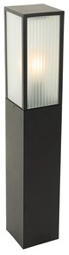 Staande buitenlamp zwart met ribbel glas 80 cm IP44 - Charlois