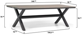 Tuinset 6 personen 240 cm Aluminium Grijs Santika Furniture Santika