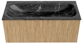 Mondiaz Kurve-dlux 100cm badmeubel oak met 1 lade en wastafel big medium midden zonder kraangat lava
