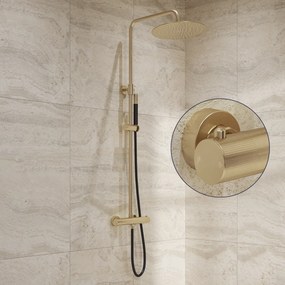 Saniclear Brass Stripes Pro opbouw regendouche geborsteld messing / mat goud met 20cm hoofddouche