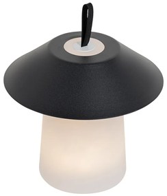 Tafellamp mushroom zwart incl. LED oplaadbaar - Ivan