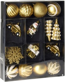Christmas Decoration set van 20 plastic kerstornamenten - goud
