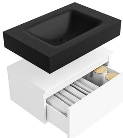Zaro Alan badmeubel 70cm talc 1 lade met vrijhangende wastafel cloud midden 1 kraangat urban