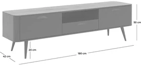 Goossens Tv Dressoir Bjarte, 2 deuren 1 lade 1 open vak 42 cm diep 180 cm breed