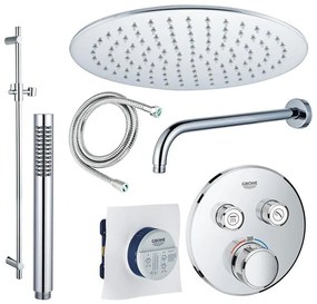 Grohe - Adema Rise Regendoucheset - Inbouw - 2 functies - met Adema Rise hoofddouche 25cm - staafhanddouche - wandarm - glijstang 90 cm - Grohe Grohtherm inbouwthermostaat - chroom sw105953 SW104917  SW720552 SW496810 SW767373 SW76