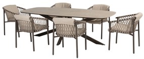 Prado Allora dining tuinset 240x105xH75 cm 7 delig keramiek barrel terre 4 Seasons Outdoor