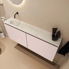 Mondiaz Ture DLux toiletmeubel 120cm rosee met wastafel opalo links zonder kraangat