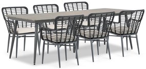 Tuinset 6 personen 240 cm Aluminium/Wicker Zwart De Laan Projects