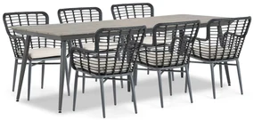 Tuinset 6 personen 240 cm Aluminium/Wicker Zwart De Laan Projects