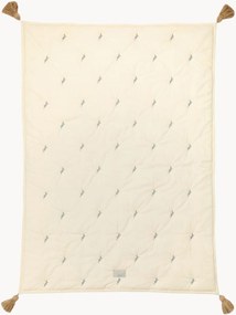 Doorgestikte knuffeldeken van biologisch katoen Blueberries