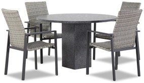 Tuinset Ronde Tuintafel 4 personen 120 cm Wicker Grijs Lifestyle Garden Furniture Upton/Graniet