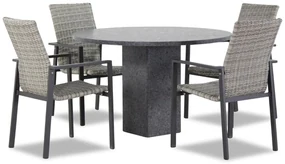Tuinset Ronde Tuintafel 4 personen 120 cm Wicker Grijs Lifestyle Garden Furniture Upton/Graniet