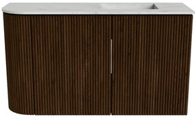 Mondiaz Joya DLux 70cm toiletmeubel ronding links walnut met wastafel faye rechts 1 kraangat opalo