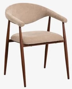 Set Van 2 Eetkamerstoelen Met Armleuningen, Bekleed Met Nervoxi-stof Stof Tarwe Bruin - Sklum