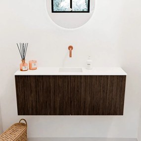 Mondiaz Joya 100cm toiletmeubel walnut met wastafel faye midden zonder kraangat talc