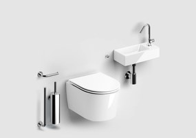 Clou InBe toiletruimte set met randloos toilet, fonteinset en chromen accessoires