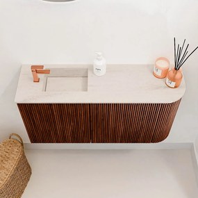 Mondiaz Joya DLux 80cm toiletmeubel ronding rechts ruby met wastafel faye links 1 kraangat meli