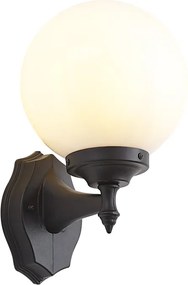 Klassieke buiten wandlamp zwart met opaal glas IP44 - Champs
